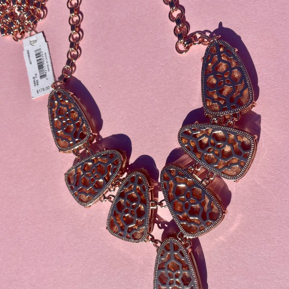 Kendra Scott Harlie Necklace Gold Dusted Glass, 14 Karat Rose Gold Plated NWT - Picture 7 of 11